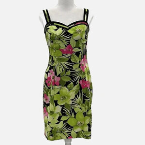 Joseph Ribkoff Hawaiian Floral Sleeveless Sheath Dress - Size 4